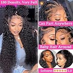 BLACROSS 13x6 Deep Wave Lace Front Wigs Human Hair 32 Inch 180 Density Deep Part Curly Lace Front Wigs Human Hair Pre Plucked Glueless Transparent Lace Frontal Wig Pre Plucked with Baby Hair - Image 2