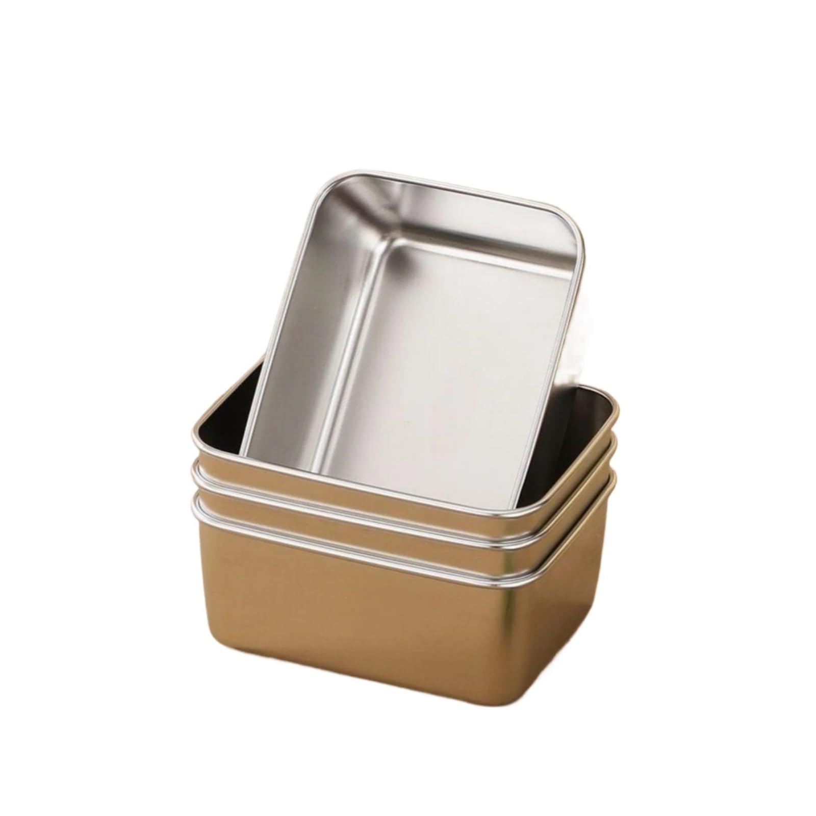 UBOHUZ 6PCS Stainless Steel Crisper Fresh-keep Food Container Rectangle Picnic Bento Tray Refrigerator Freezer Storage Box Restaurant Plate Container Sets
