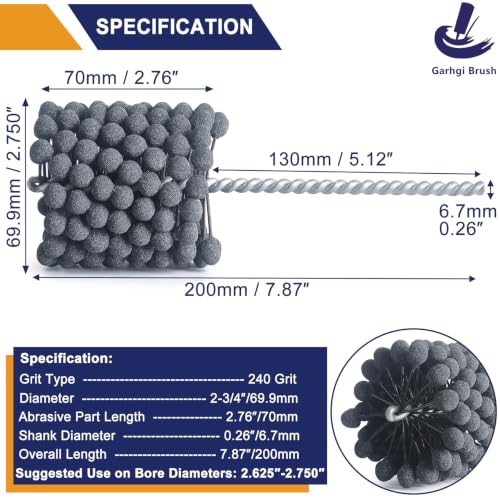 Image of Garhgi 2.750 inch(69.9mm) Flexible Cylinder Hone with 240 Grit Resilient Balls | Silicon Carbide, Softer Steel Stainless Steel Cast Iron Metal, Engine Bore Deburring Deglazing Finishing Crosshatching