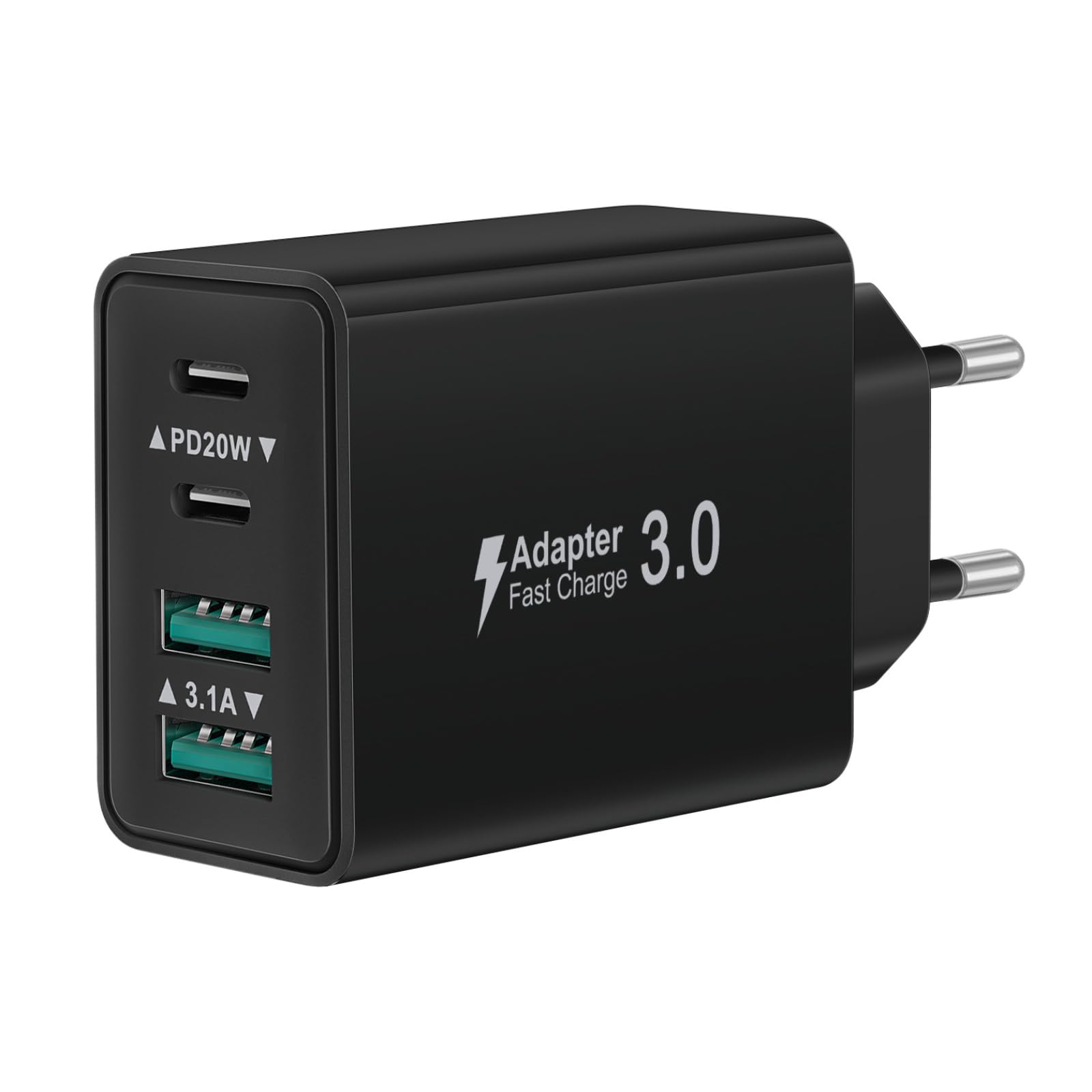 Caricatore USB C, 40W 4-Porte Rapido Presa USB Multiplo Alimentatore Caricabatterie per iPhone 17 16 15 14 13 12 11 Pro Max Plus, Samsung, iPad, Fast Charger USBC Carica Spina Power Adattatore