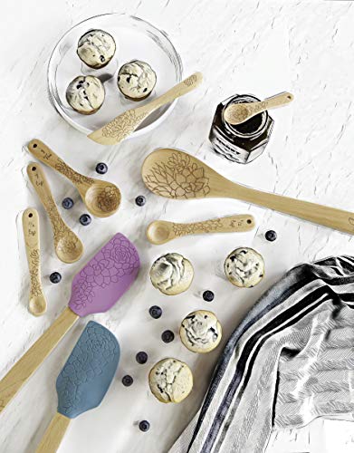 Talisman Designs 1900T Silicone Laser Etched Beechwood Handle | Succulent Design | Cute & Functional, Kitchen Tool |, Natural Wooden Decorative Spatula thumb #2