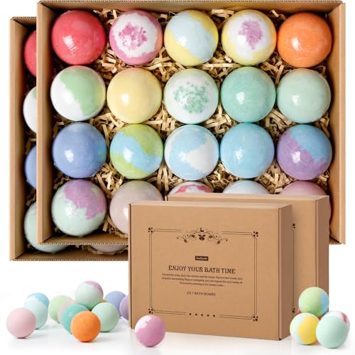 Bath Bombs Set, 40 pcs Natural Shea Butter & Safe Oil Bath Bomb f...