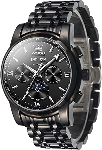OLEVS Self Winding Watches for Men Automatic Mechanical Dress Tourbillon Stainless Steel Date Calendar Waterproof Luminous Wrist Watch