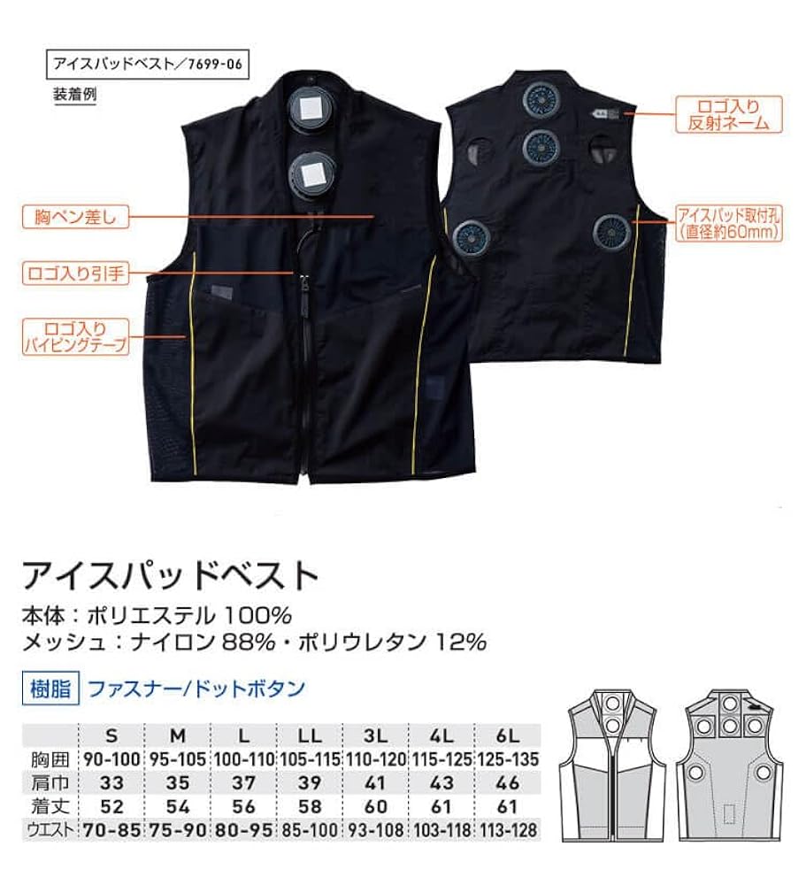 Amazon.co.jp: [ソーワ] アイスパッド ベスト 単品 ペルチェ仕様