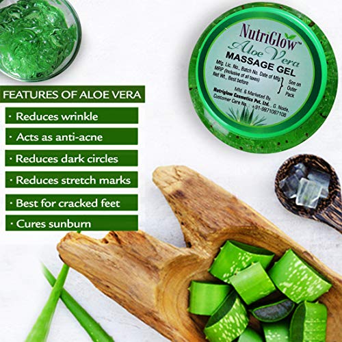 NutriGlow Aloe Vera Gel Great for Face, Hair, Acne, Sunburn, Bug Bites, Rashes, Glowing and Radiant Skin, Hydrating Gel Relieves Itchy & Irritated... - Image 4