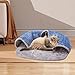 MYCENSE 2 in 1 Cat Tunnel Bed Cat Carpet Tunnel with Hanging Balls Hideout Comfortable Cat Activity Center Cat Tunnel Rug for Bunny, Blue M