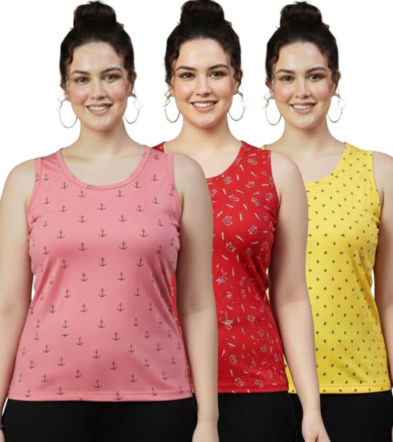 DIAZ Women Printed Tank Top for Girls & Women | Sleeveless Casual Summer Top |Printed Tank Tee | Loose Fit Tank Top for Regular Wear, Home Wear, Gym, Yoga & Travel-Pack of 3-image-47