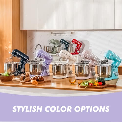 Image of Kitchen in the Box Stand Mixer, 3.5 QT Small Kitchen Electric Stand Mixers, 10-Speed Portable Lightweight Dough Mixer for Daily Use with Egg Whisk, Dough Hook, Beater (Lavender Purple)