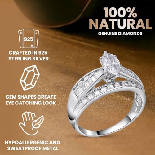 Shop LC Cubic Zirconia Ring CZ 925 Sterling Silver Engagement Rings for Women Promise Rings for Her Birthday Gifts for Womens 3-4.5 ctw4