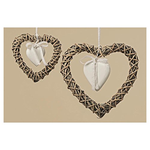 BOLTZE GRUPPE GmbH Claire - Colgante de corazón (20 cm, Mimbre)