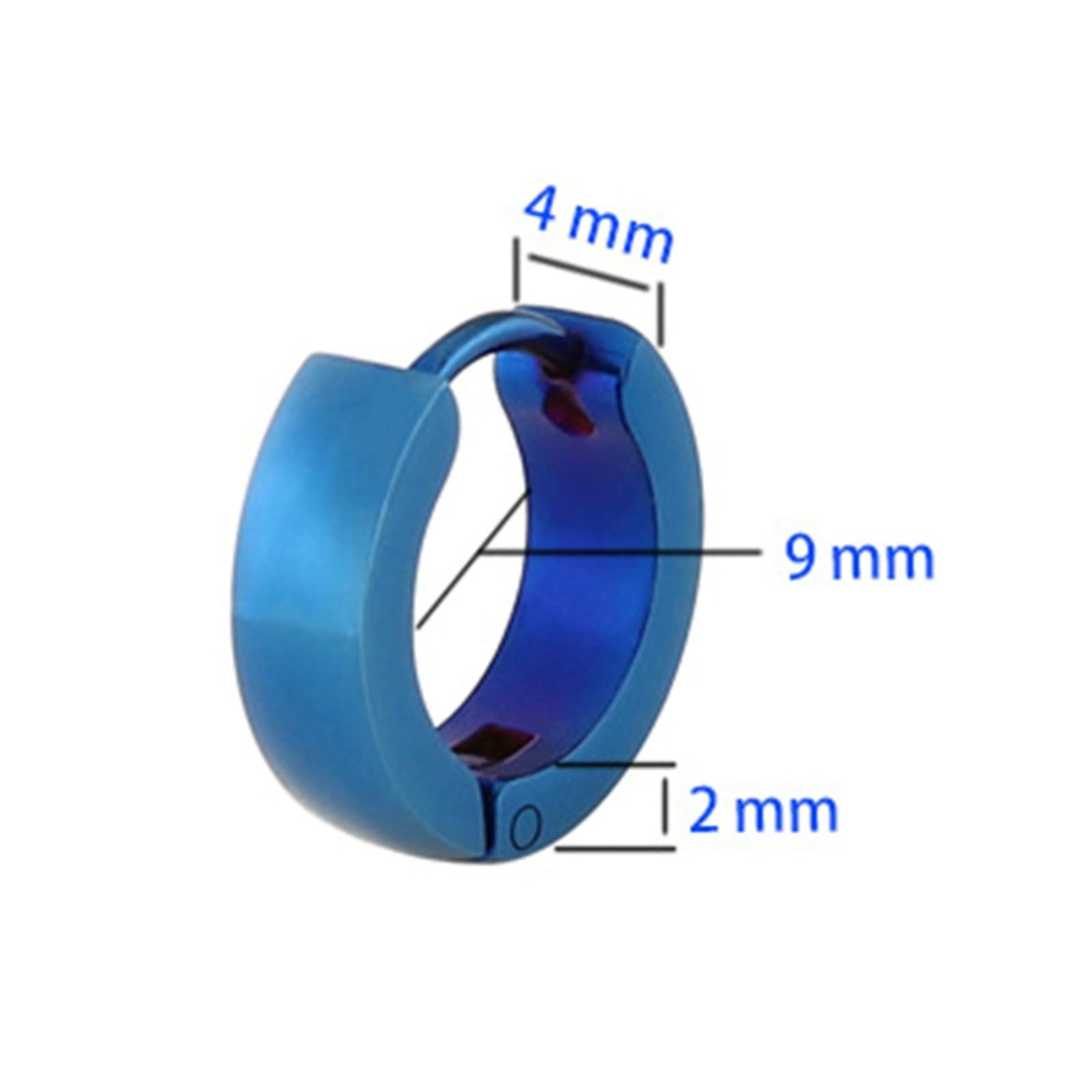 Orecchini a cerchio da uomo in acciaio inossidabile, cerchi da donna rotondi argento/nero/blu 4x9MM