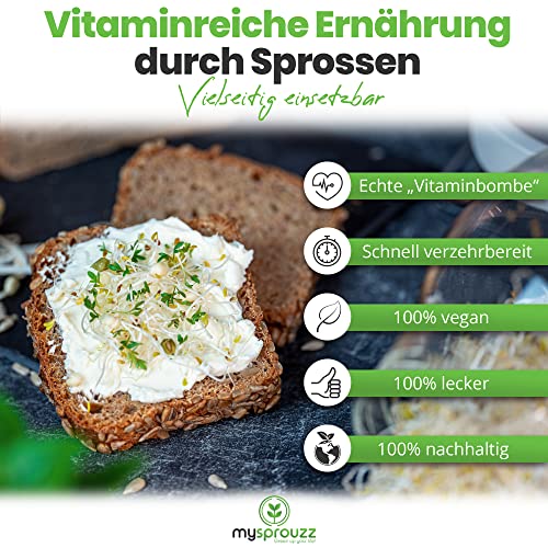 my sprouzz Sprossenglas Keimglas Set | Sprossenglas mit Samen und Kressesieb | Keimglas für Sprossen incl. E-Book | Sprossen Keimgerät Keimschalen für Sprossen | - Image 7
