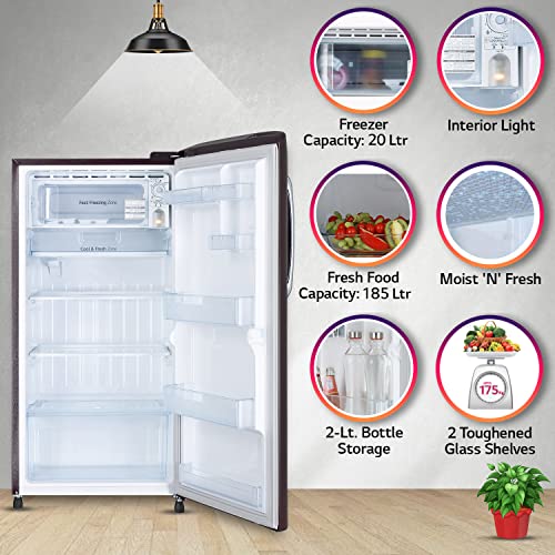 Image of LG 215 L 3 Star Direct-Cool Single Door Refrigerator Appliance (GL-B221ASED, Scarlet Euphoria, Moist 'N' Fresh, 2022 Model)