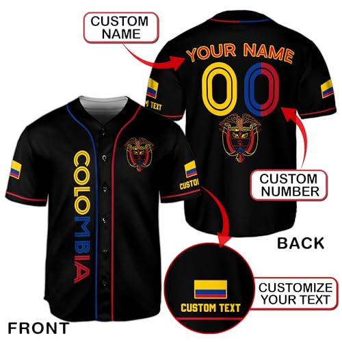Camiseta personalizada de béisbol Colombia para hombres, camiseta Colombia para hombres, camiseta de béisbol Colombia miniatura 3