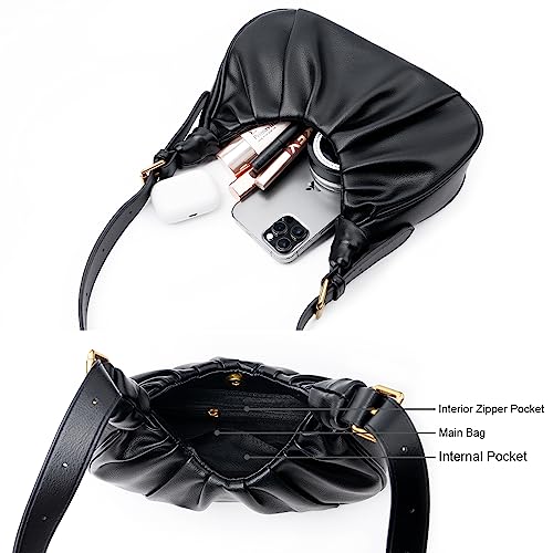 Image of Women's Shoulder bag Small Leather crossbody Purse Vintage Chic cloud Hobo handbag