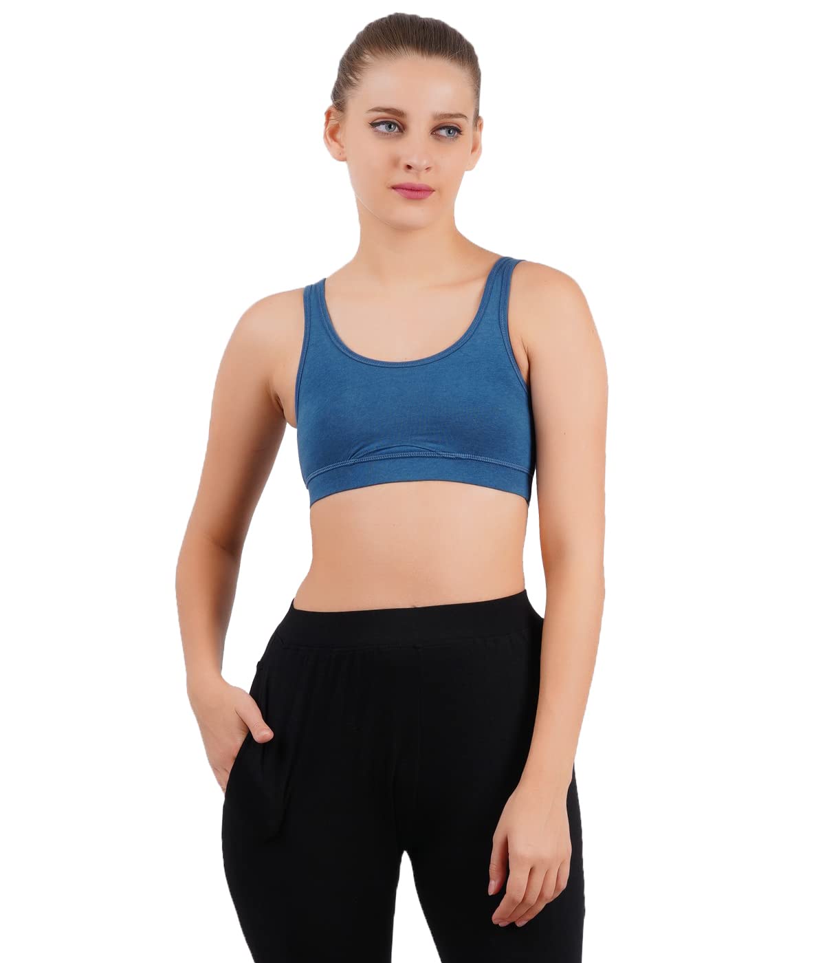 LAVOSBamboo Cotton Comfort Sports Bra for Women Non Padded Full Coverage, Non Wired Soft Breathable Broad Strap Training Bras for Womens, Yoga, Workout, Gym Bra for Women