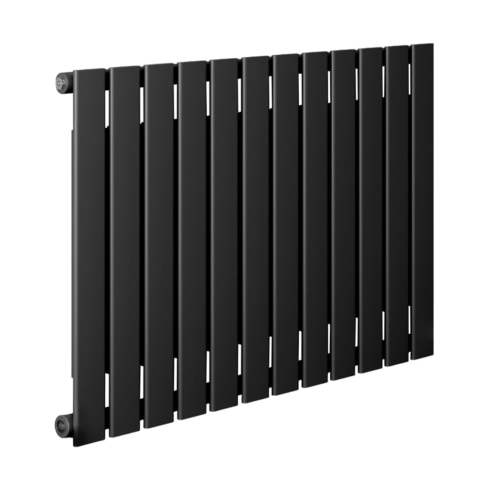 Milano Black Erin Horizontal Single Flat Panel Convector Radiator - 600Mm X 840Mm