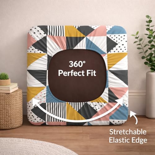 Image of STITCHNEST 'Contour Fit Series' Stretchable Printed Wooden Sofa Cover (Pack of 2) - Elastic Wooden Chair Cover | Wooden Sofa Seat Cover | Size - 20-21 x 20-21 x 3-5 in