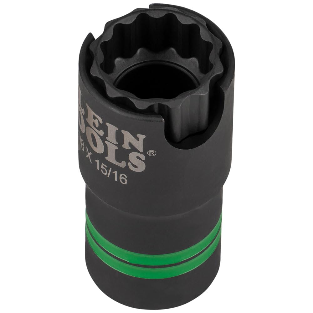 Klein Tools 66090 Zestaw nasadek udarowych 1/2 cala, konstrukcja szczelinowa 2 w 1, 12-punktowe głębokie nasadki, do kluczy udarowych, zawiera walizkę narzędziową, 6-częściowy