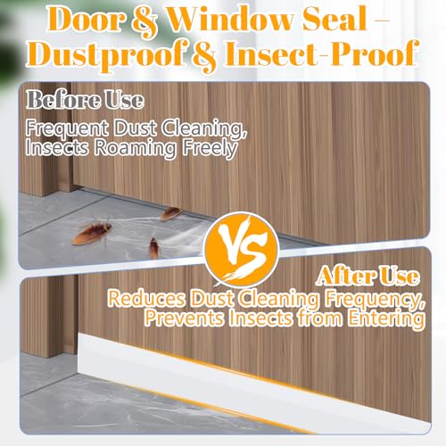 Image of ZOMPAGO Transparent Weather Stripping Door Seal 1.8in x 16.4FT, Silicone Seal Tape for Doors and Windows, Self Adhesive Draft Seal Tape for Doors, Door Insulation Strip Gap Filler Door Sweep