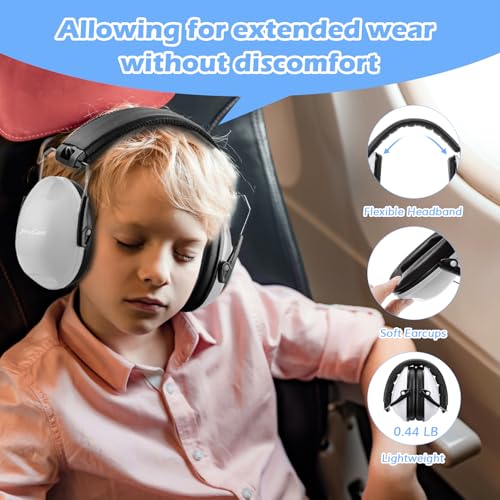 Image of ProCase Noise Cancelling Headphones for Kids Toddler, SNR 27dB Noise Reduction Ear Muffs, Hearing Protection for Monster Jam, Concerts, Fireworks, Shooting, Air Show, Autism Sensory Needs -White
