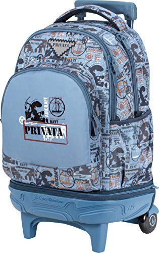 Sportandem Mochila Colegio Privata Navy   Escolar con Ruedas  con Carrito Desmontable