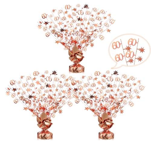 CraftyDream Table Decorations Rainbow Unicorns Metallic Gleam Foil Spray Centerpieces Unicorn Model Branches Leaf Glitter Plastic Spray Table Centerpieces for Party Birthdays (3 Pcs,60th)