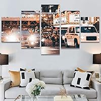SIGNWIN 5 Panel Canvas Wall Art Street View for Home Decorations Ready to Hang - 60