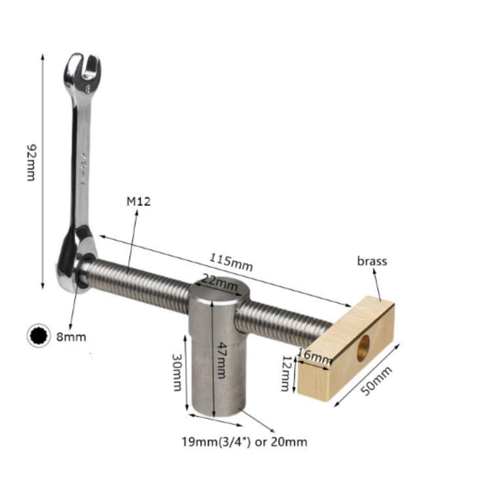 Serre-Joint Dormant 19 Mm Résistant à la Rouille Bloc de Retenue En Acier Inoxydable Léger Serrage d’établi En Laiton pour Ébénistes, Travail du Bois