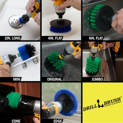 Image of Grout Cleaning Brush for Shower Tile, Flooring, & Kitchen Tile Backsplash | Drillbrush Medium Stiffness Electric Drill Brush Set Attachment Power Scrubber Cleaning Tool Kit - Power Boat Scrubber Kit