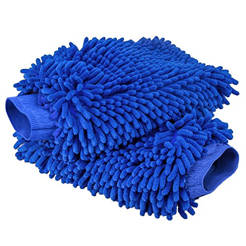Toplus Ultimate Car Wash Mitt - 2 Pack Extra Large Size 10.4oz Heavy and Thick - 100% Waterproof Lining Anti-Scratch Premium Chenille Microfiber Wash Sponge for Car SUV Truck