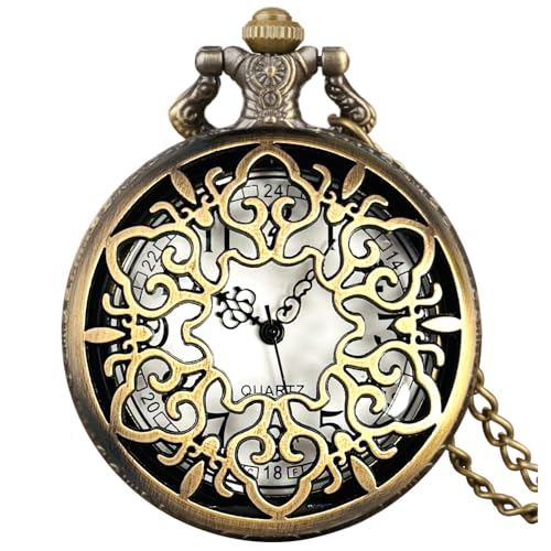 Image of VIGOROSO Mens Vintage Pocket Watch for Men Antique Quartz Pocket Watches with Chain Steampunk Flip Cover Arabic Numerals Birthday Christmas Halloween for Dad Grandpa Grandma Gift for him her