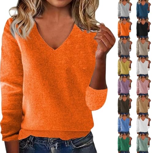 Cashmere Sweaters for Women Fall Long Sleeve V Neck Tops Casual L...