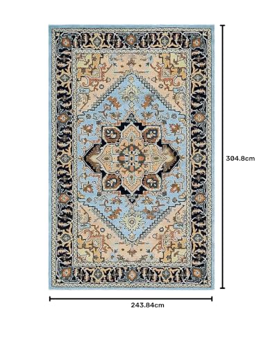 Image of 8x10 Ft Large Wool Rug - Handcrafted Traditional Tufted Carpet for Modern Living Spaces