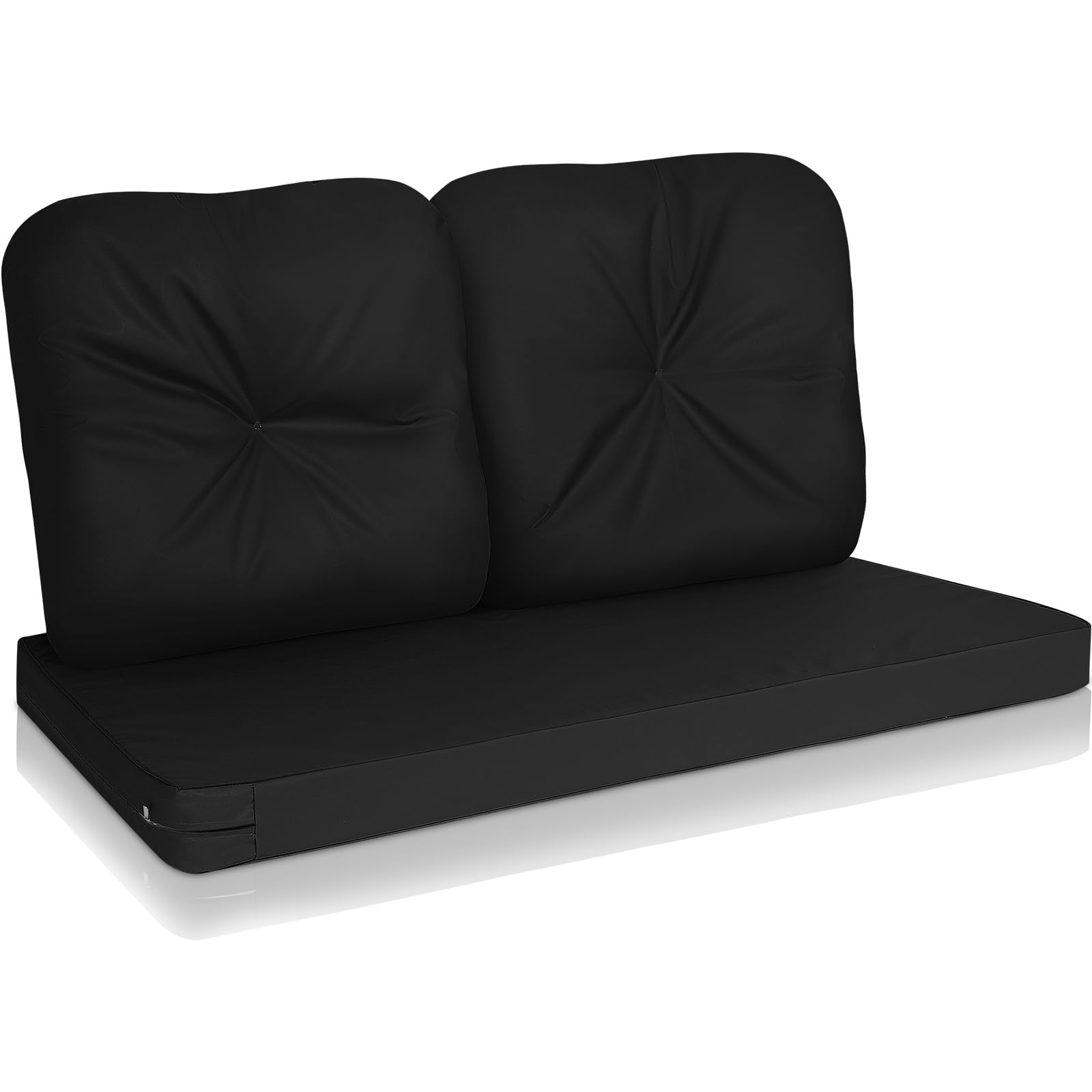 Outdoor Loveseat Cushion Set 46x26 Waterproof Patio Furniture Cushion Fade Resistant Deep Seat Glider Loveseat Cushion Loveseat Bottom 2 Back Cushion for Loveseat Bench Swing (Black)