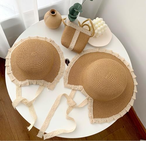 Summer Fisherman Hat Outdoor Girl Sunshade Cap Woven Breathable Straw Hat Folding Large Brim Sun Visor Hat with Cute Bag3