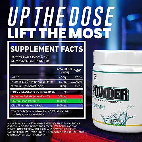Man Sports Pump Powder. Stimulant Free Neutral Flavored Pre Workout Drink, Best For Preworkout - Energy Pump Powder For Men And Women, Help Fuel Your Workout (30 Days Supply Workout Supplement) #TOP4