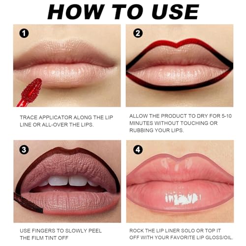 Mrettick 6PCS Lip Liner,Peel Off Lip Liner Tattoo, Peel Off Lip Stain, Long Lasting Lip Stain Peel Off, Infused with Hyaluronic Acid & Vitamin E, Makeup Gift for Women - Image 6
