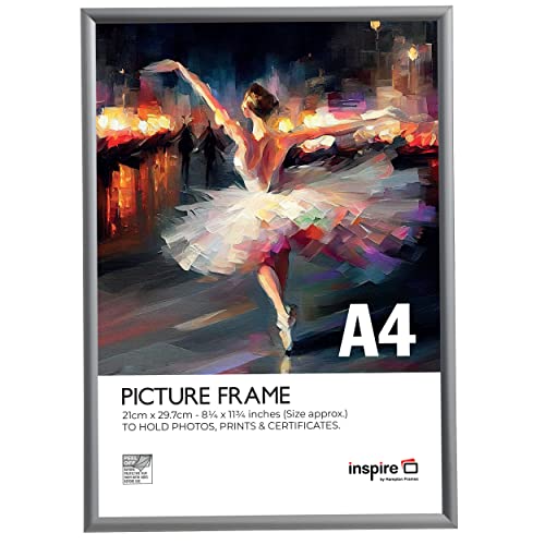 Inspire By Hampton ALUMINIUM A4 (21x30cm) Silver Poster Certificate Frame Acrylic (Non-Glass) IBHPAAFA4BX-PK2 - Image 2