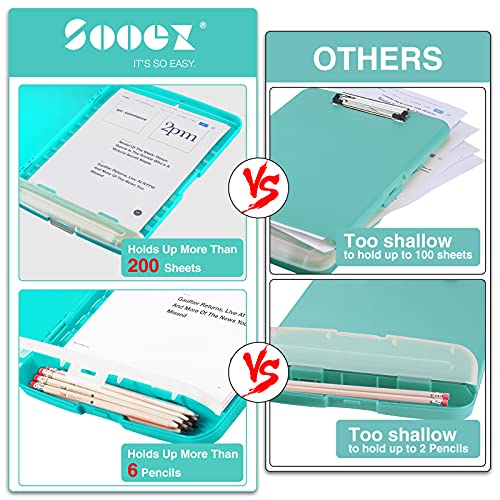image for Sooez Clipboard with Storage, High Capacity Nursing Clip Board 8.5 x 1