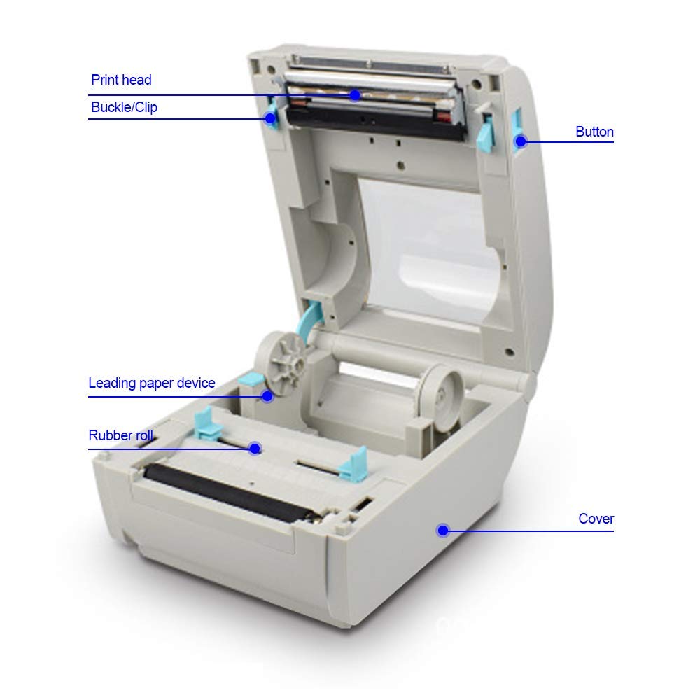 Stampante termica per etichette USB diretta da scrivania, larghezza 110 mm Largheza stampa ad alta velocità Larghezza regolabile per ristorante spedizione etichetta espressa compatibile Windows Mac