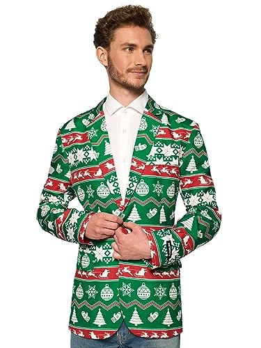 Suitmeister Men's Christmas Blazer - Ugly X-Mas Holiday Festive Nordic Print - Slim Fit
