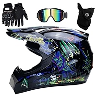 DZQUY Casque de Croix FullFace Casque pour Enfants ABS Casques de