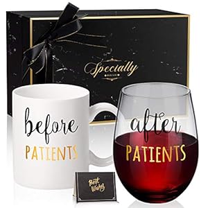 Before Patients, After Patients 11 oz Coffee Mug and 18 oz Stemless Wine Glass Set Gifts Idea for Nurses, Doctors…