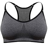 Puma Seamless Sports Bra with Removable Cups, Large, Grey