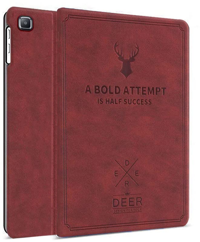 Robustrion Deer Pattern Flip Stand Case Cover for Samsung Galaxy Tab A 10.1 inch T510/T515 - Deer Vine Red