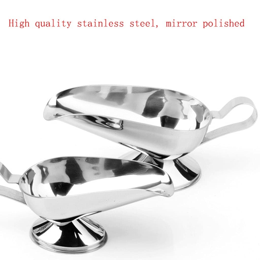 Sauciere Edelstahl Sauciere Topf Edelstahl Sauciere Ergonomischer Griff und Großes Tropfsicheres Spray 2 Stück Soßenbehälter