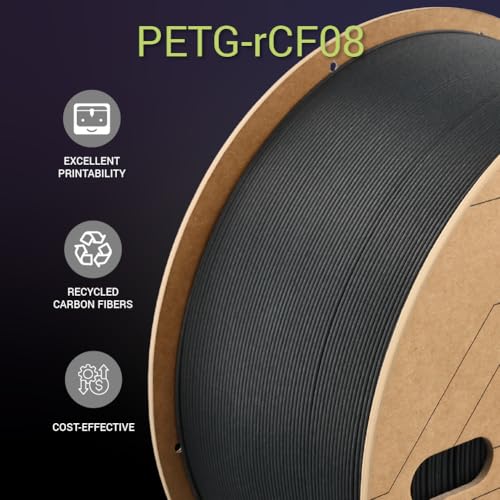 Image of Polymaker Fiberon PETG-RCF Filament Black 1.75mm 3kg, Recycled Carbon Fiber Reinforced PETG 3D Printing Filament Ideal for Drone and Automotive Products