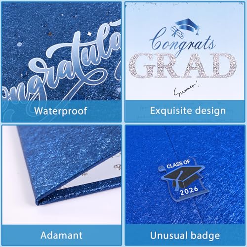 Image of Crenics Blue Graduation Decorations Class of 2026, Creative Graduation Guest Sign in Book Alternative, Congrats Grad Signature Book 18 inch x 12 inch, Awesome Graduation Gift or Keepsake