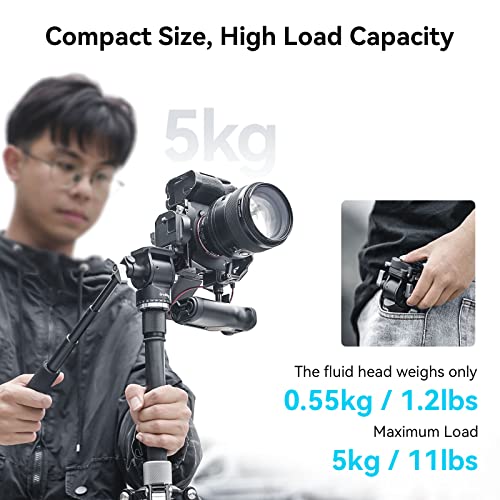 Image of SmallRig Video Head for Vertical /Horizontal Shooting, Tripod Pan Tilt Fluid Head with Telescopic Handle and Switchable QR Plate for Arca, Max Load 5kg / 11Ibs for Camcorder, Mirrorless, DSLR - 4104